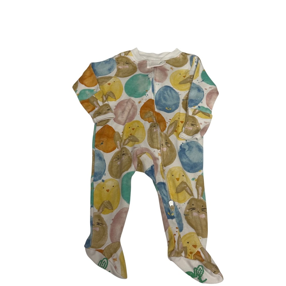 Burts Bees Baby Easter Footed Pajamas‎ 0-3M Organic Cotton Bunny Chick Egg Print
